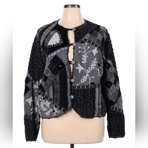 SANDY‎ STARKMAN Black/Grey 90s Vintage Patchwork Jacket Blazer XS